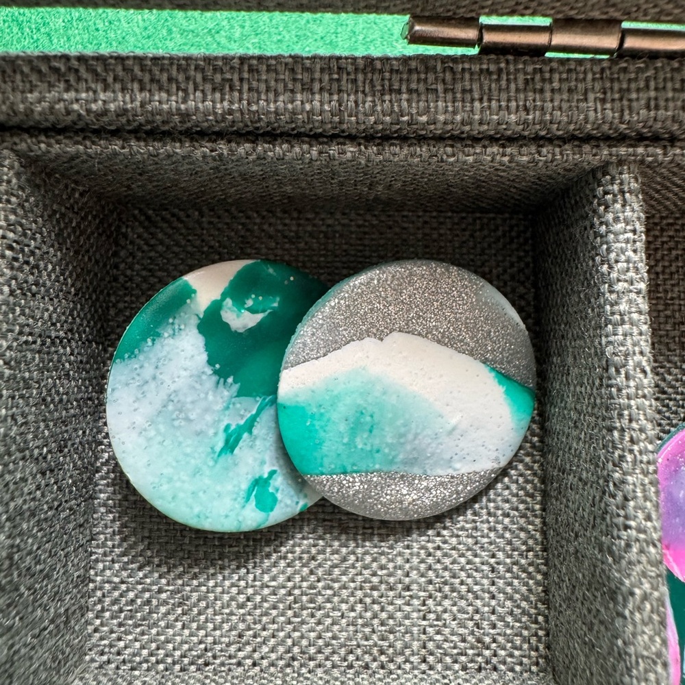 Clay Green and Silver Jumbo Studs